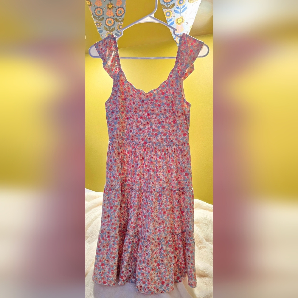 Monteau Pink and Blue Ruffled Tiered Sundress - Picture 7 of 7